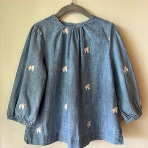 Crewcuts Chambray Top with Embroidered Unicorn Detail